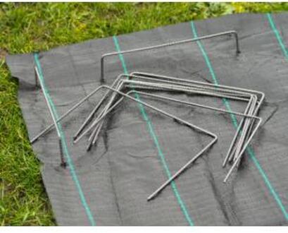 Bevestigingspinnen voor anti-worteldoeken 20 st 25x20 cm metaal Grijs