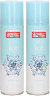 Bevroren ijssterren/vorst spray - 2x - in bus - 150 ml - ijsspray - ijsbloemen - sneeuwspray