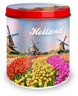 Bewaarblik Holland tulpenveld Ø10x11,5cm multi