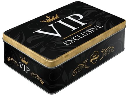 Bewaarblik/opbergblik - VIP Exclusive - metaal - 23 x 16 x 7 cm - zwart - 2,5 liter - Voorraadblikken Multikleur