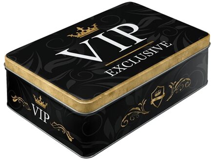 Bewaarblik/opbergblik - VIP Exclusive - metaal - 23 x 16 x 7 cm - zwart - 2,5 liter