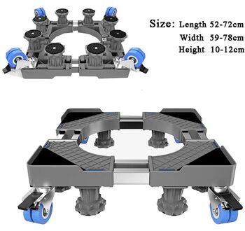 Beweegbare Koelkast Floor Trolley Koelkast Stand Wasmachine Houder 4 Sterke Voeten Mobiele Stand Met Rem Wiel 500Kg grijs
