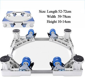 Beweegbare Koelkast Floor Trolley Koelkast Stand Wasmachine Houder 4 Sterke Voeten Mobiele Stand Met Rem Wiel 500Kg wit