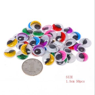 Beweegbare Zelfklevende Ogen Creatieve Hand Diy Met Wimper Kralen Bevestigd Zwart Wit Oog Klei Accessoires Kid Hand Materiaal 1.5cm 50stk