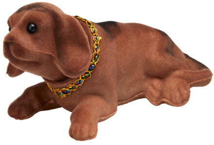 Bewegende knikkende hond voor in de auto - bruin