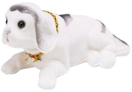 Bewegende knikkende hond voor in de auto - wit - auto decoratie voor de hoedenplank