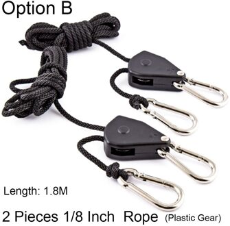 Beylsion 1/4 1/8 Inch Verstelbare Nylon Touw Hangers Lamp Led Grow Room Glazen Oog Beschermen Glas Voor Led Licht Groeien groeiende Tent Option B 2 stk rope