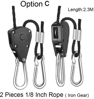 Beylsion 1/4 1/8 Inch Verstelbare Nylon Touw Hangers Lamp Led Grow Room Glazen Oog Beschermen Glas Voor Led Licht Groeien groeiende Tent Option C 2 stk rope