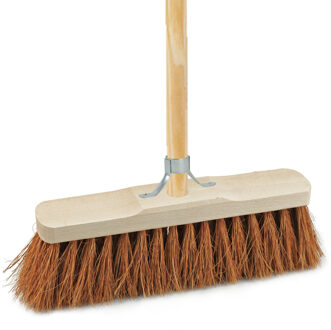 Bezem binnen - incl. stokhouder - kokos - 30 cm - steel 150 cm - kamerveger