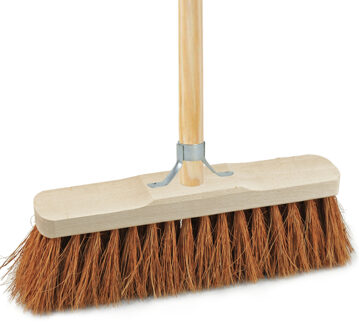 Bezem binnen - incl. stokhouder - kokos - 40 cm - steel 140 cm - kamerveger