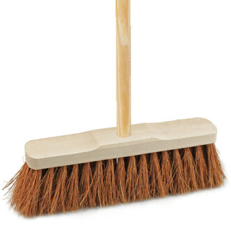 Bezem binnen - kokos - 30 cm - steel 150 cm - zachte bezem - kamerveger
