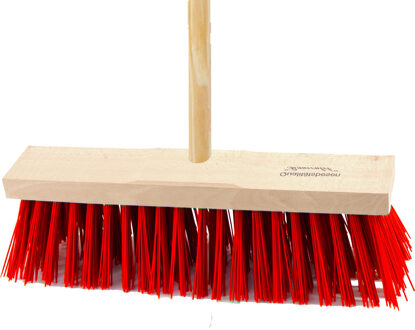 Bezem buiten - 40 cm - rood - steel 150 cm - harde bezem - straatbezem
