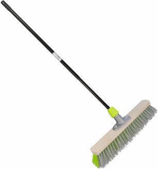 Bezem buiten - met telescoopsteel - staaldraad/elaston - groen/grijs - straatbezem