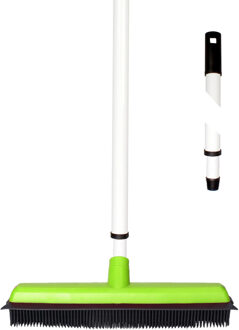 Bezem met rubber kop - telescoopsteel - kappers bezem - wisser lip - 75 tot 130 cm