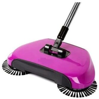 Bezem Mop Vuilnis Schop Drie In Een Huishouden Hand Duwen Veegmachine Geen Elektriciteit Vegen Set Kleurrijke paars