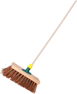 Bezem - Piassava - extra sterk - FSC hout - bruin - 30 x 120 cm - straatbezem - buitenbezem
