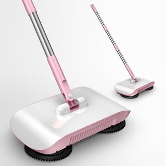 Bezem Robot Stofzuiger Vloer Thuis Keuken Veegmachine Mop Veegmachine Vouwen Handvat Huishouden Luie Wassen Floor Cleaning roze 3Pad