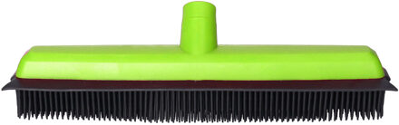 Bezem - rubber - lime groen - bezemkop - kappers bezem - schroefdraad - wisser lip - 35 cm