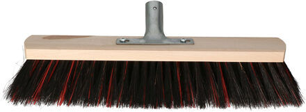 Bezemkop - Arenga/Elaston mix - zwart/rood - hard - hout - 40 cm - straatbezem/buitenbezem