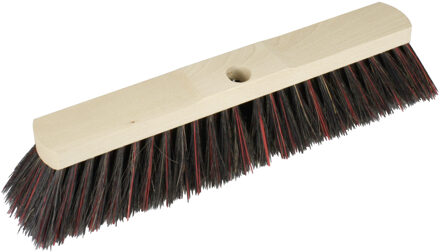 Bezemkop - Arenga/Elaston mix - zwart/rood - hard - hout - 40 cm - straatbezem/buitenbezem