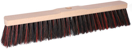 Bezemkop - Arenga/Elaston mix - zwart/rood - hard - hout - 50 cm - straatbezem/buitenbezem