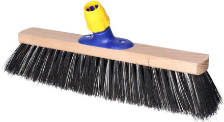Bezemkop - Arenga/Elaston mix - zwart/wit - hard - hout - 40 cm - straatbezem/buitenbezem