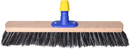 Bezemkop - Arenga/Elaston mix - zwart/wit - hard - hout - 50 cm - straatbezem/buitenbezem