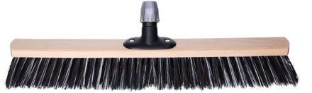 Bezemkop - Arenga/Elaston mix - zwart/wit - hard - hout - 60 cm - straatbezem/buitenbezem