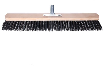 Bezemkop - Arenga/Elaston mix - zwart/wit - hard - hout - 60 cm - straatbezem/buitenbezem