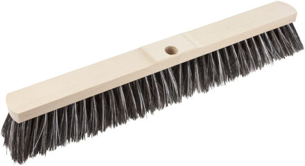Bezemkop - Arenga/Elaston mix - zwart/wit - hard - hout - 60 cm - straatbezem/buitenbezem