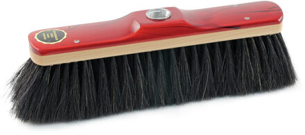 Bezemkop - binnen - rood gelakt - zacht zwart paardenhaar - 28,5 cm - bezem kop