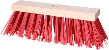 Bezemkop - Elaston - rood - hout - hard - 25 cm - 24mm - straatbezem/buitenbezem
