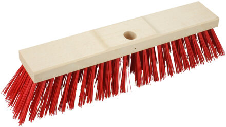 Bezemkop - Elaston - rood - hout - hard/extra stevig - 40 cm - 24mm - straatbezem/buitenbezem