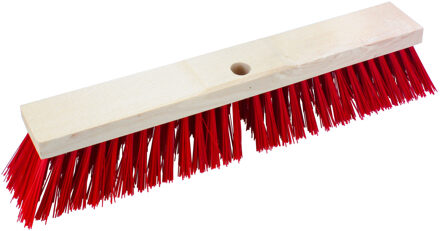 Bezemkop - Elaston - rood - hout - hard/extra stevig - 50 cm - 24mm - straatbezem/buitenbezem