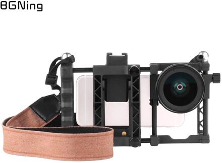 Bgning Handheld Telefoon Stabilisator Universele Draagbare Verstelbare Mobiele Telefoon Kooi Met 37Mm 2 In1 Groothoek Lens Voor smartphones