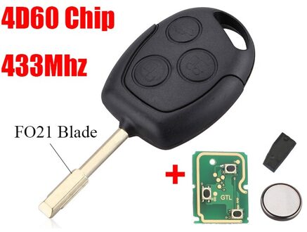 BHKEY 3 Knoppen Afstandsbediening autosleutel 433 Mhz Voor Ford Fusion Focus Mondeo Fiesta Galaxy 2001 autosleutels FO21 4D60 Chip