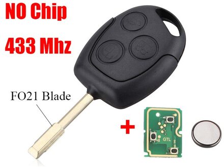 BHKEY 3 Knoppen Afstandsbediening autosleutel 433 Mhz Voor Ford Fusion Focus Mondeo Fiesta Galaxy 2001 autosleutels FO21 nee CHip