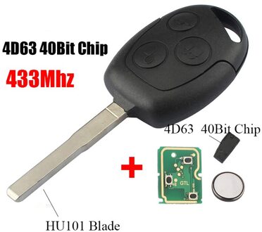 BHKEY 3 Knoppen Afstandsbediening autosleutel 433 Mhz Voor Ford Fusion Focus Mondeo Fiesta Galaxy 2001 autosleutels HU101 4D63 40Bit