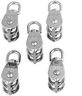 BHTS-304 Rvs M15 Dubbele Katrol Blok Voor Wire Rope Chain Tractie Wiel Set Van 5