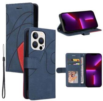 Bi-Color Series iPhone 14 Pro Wallet Case - Blauw