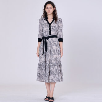 BI Materiaal Gedrukte blouse-dress Ecru