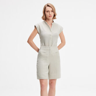 Bi-materiaal gestreept shirt Mint - L