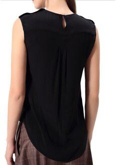 Bi-materiaal kant en satijnen top - maat Zwart