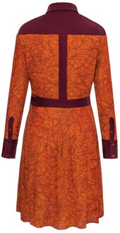 Bi-materiaal shirt-jurk met lineaire bloemenprint - maat XL Koper