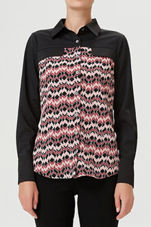 Bi-materiaal shirt met geometrische print Veelkleurig - L