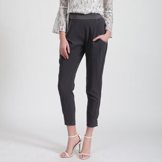 Bi-materiaal taps toelopende broek Grijs - XS