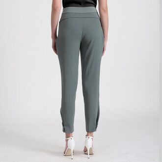 Bi-materiaal taps toelopende broek Kaki