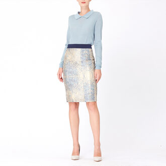 Bi-materiële brokaat Korte rok Blauw - XS