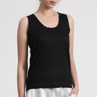 Bi-materiële tanktop Zwart - L