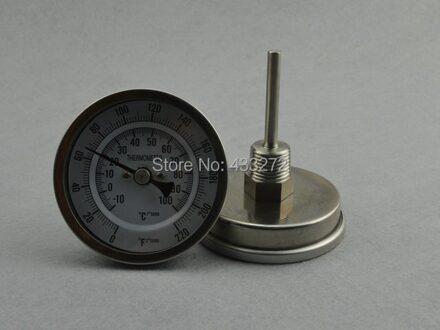 Bi-metaal Thermometer 3 "dial Weldless met 2" roestvrij probe 1/2 "MPT, 0 ~ 220F graden